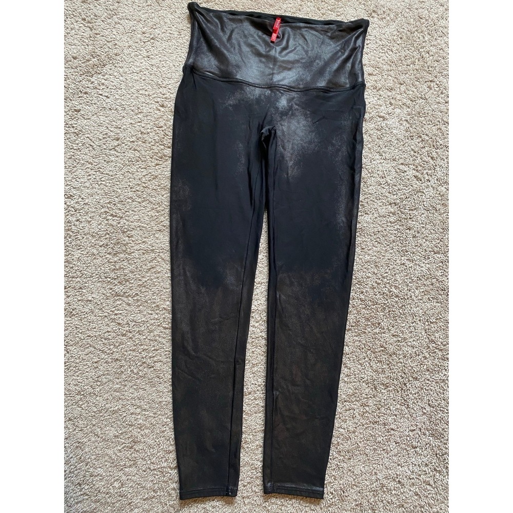 Spanx Faux Leather 1X Leggings Liquid Wet Look 2437P Event Pants s48